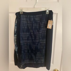 NWT PURE DKNY Skirt: Navy w/Sheer Wrap Detail & Tie at Front, Midi, L